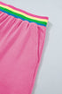 Striped Waistband Raw Edge Seam Detail Short Set