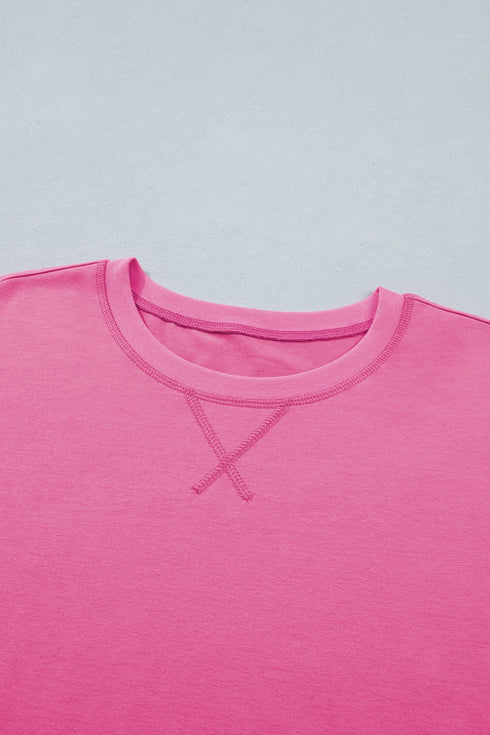Striped Waistband Raw Edge Seam Detail Short Set