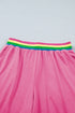 Striped Waistband Raw Edge Seam Detail Short Set
