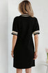 Striped Webbing Trim Preppy Polo T Shirt Dress