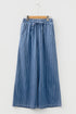 Striped Wide Leg Tied Elastic Waist Denim Jeans