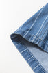Striped Wide Leg Tied Elastic Waist Denim Jeans