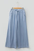 Striped Wide Leg Tied Elastic Waist Denim Jeans