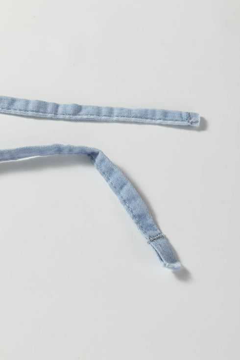 Striped Wide Leg Tied Elastic Waist Denim Jeans