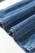 Striped Wide Leg Tied Elastic Waist Denim Jeans