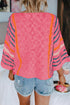 Striped Wide Sleeve Lightweight Knitted Short Sleeve Sweater