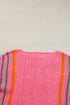 Striped Wide Sleeve Lightweight Knitted Short Sleeve Sweater