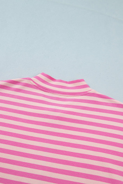 Striped Zip Up Puff Sleeve Jacket Sweatshirt