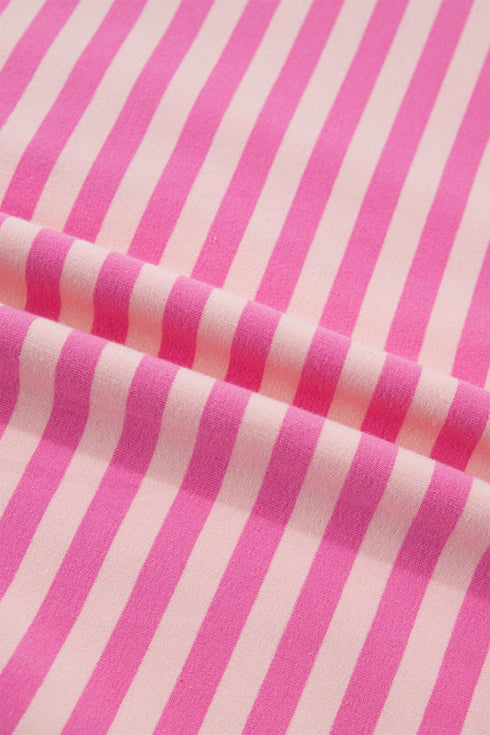 Striped Zip Up Puff Sleeve Jacket Sweatshirt