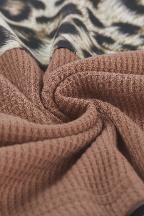 Stripes Leopard Splicing Colorblock Long Sleeve Top