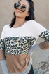 Stripes Leopard Splicing Colorblock Long Sleeve Top