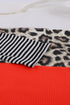 Stripes Leopard Splicing Colorblock Long Sleeve Top