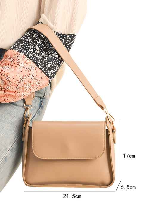 Structured Faux Leather Flap Square Shoulder Bag