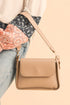 Structured Faux Leather Flap Square Shoulder Bag