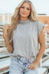 Structured Mock Neck Cap Sleeve Loose Top