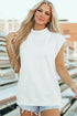 Structured Mock Neck Cap Sleeve Loose Top