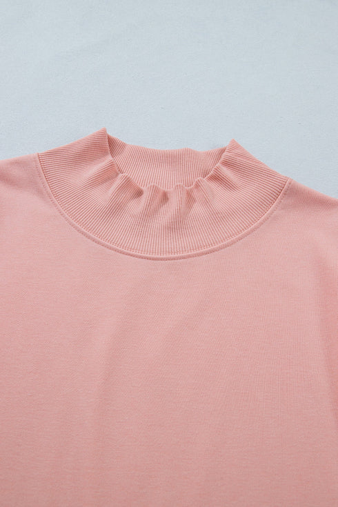Structured Mock Neck Cap Sleeve Loose Top
