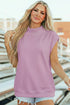 Structured Mock Neck Cap Sleeve Loose Top