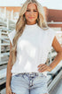 Structured Mock Neck Cap Sleeve Loose Top
