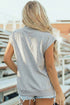 Structured Mock Neck Cap Sleeve Loose Top