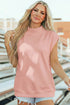 Structured Mock Neck Cap Sleeve Loose Top