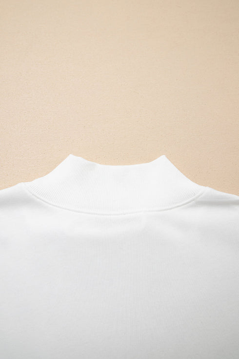 Structured Mock Neck Cap Sleeve Loose Top