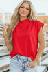 Structured Mock Neck Cap Sleeve Loose Top