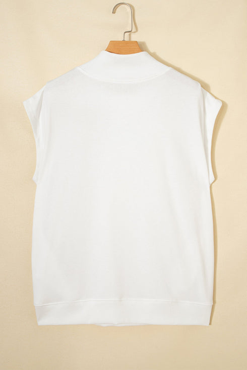 Structured Mock Neck Cap Sleeve Loose Top