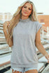 Structured Mock Neck Cap Sleeve Loose Top