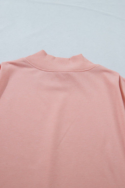 Structured Mock Neck Cap Sleeve Loose Top