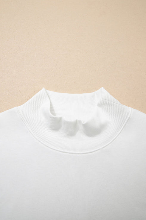 Structured Mock Neck Cap Sleeve Loose Top