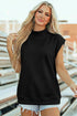 Structured Mock Neck Cap Sleeve Loose Top