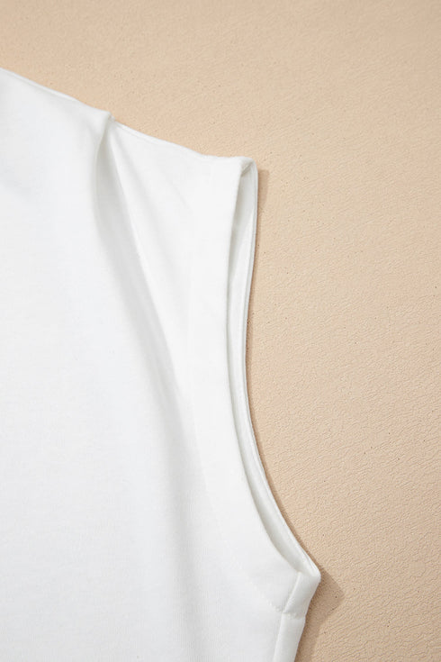 Structured Mock Neck Cap Sleeve Loose Top