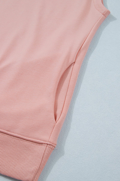 Structured Mock Neck Cap Sleeve Loose Top