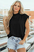 Structured Mock Neck Cap Sleeve Loose Top