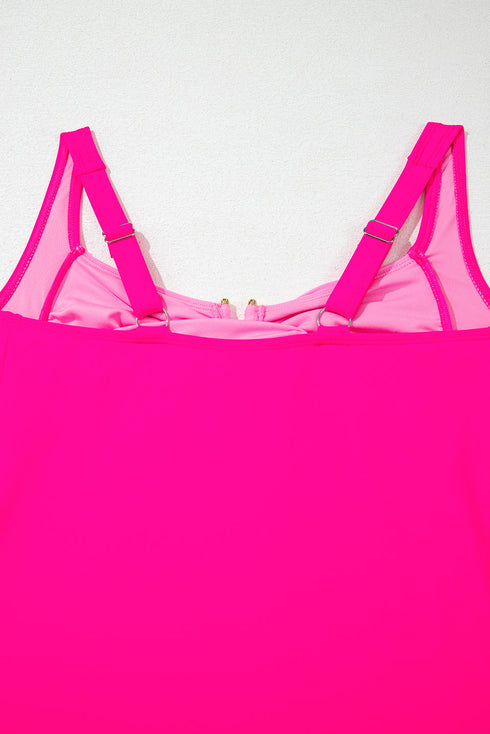Structured Notch Neck Ruched Bust Tankini Top