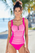 Structured Notch Neck Ruched Bust Tankini Top