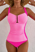 Structured Notch Neck Ruched Bust Tankini Top