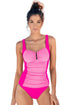 Structured Notch Neck Ruched Bust Tankini Top