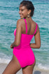 Structured Notch Neck Ruched Bust Tankini Top