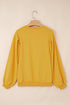 Structured Puff Sleeve Crew Neck Cotton Blend Sweatshirt