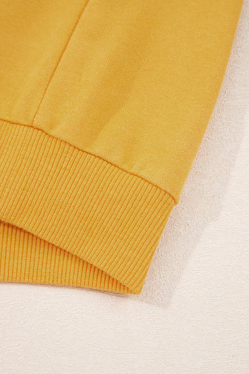 Structured Puff Sleeve Crew Neck Cotton Blend Sweatshirt