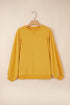 Structured Puff Sleeve Crew Neck Cotton Blend Sweatshirt