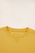 Structured Puff Sleeve Crew Neck Cotton Blend Sweatshirt