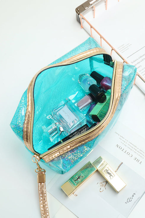 Structured Rectangular Synthetic Travel Cosmetic Organizer Makeup Bag