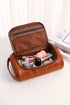 Structured Smooth Texture Top Handle Cosmetic Organizer Bag
