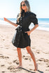 Structured Woven Puff Sleeve Button Front Shirt Dress