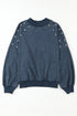 Studded Accent Vintage Finish Drop Shoulder Sweatshirt