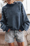Studded Accent Vintage Finish Drop Shoulder Sweatshirt