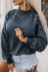 Studded Accent Vintage Finish Drop Shoulder Sweatshirt